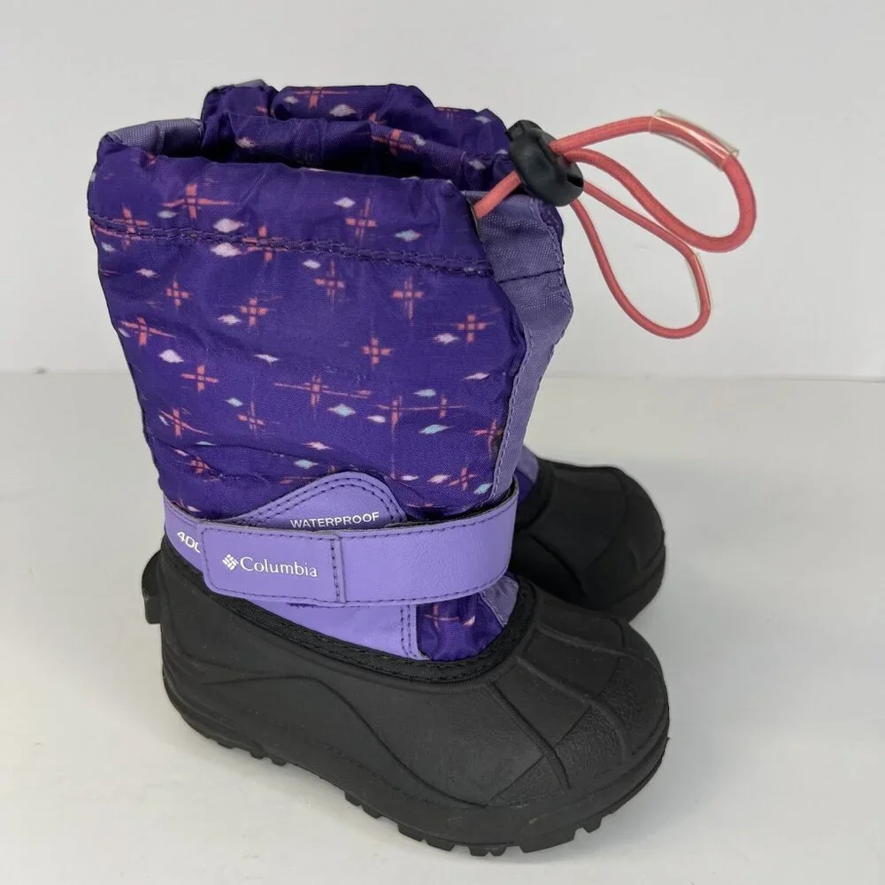 Columbia Big Kids’ Powderbug™ Forty Boots Size 8 Purple and Black Snow/Rain